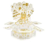 White Wedding Card, 3D Pop up Wedding Cards for Bride & Groom Engagement Congratulations Gifts Supplies, Elegant Style for Valentine's Day Engagement Ceremonies