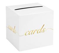 White Wedding Card Box Gold Foil Gift Card Boxs Party Collection Receiving Box Holder for Party Wedding Reception Birthday Baby Shower Graduation Raffle Decorations