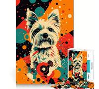 White West Highland Terrier Pop Art Print Jigsaw for Adults 1000 Pieces Brain Memory Game Laser Cut for Flawless Fit Unique Gift for Stress Relief (38x26cm)