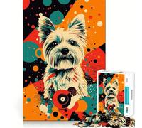 White West Highland Terrier Pop Art Print Jigsaw Puzzle 1000 Think Boost Game Tight Lock No Loose Pieces Interactive Brain Challenge for Home (50x75cm)