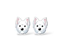 White Westie Terrier Dog Puppy Aesthetic Shrinky Plastic Mini Small Tiny Gift Handcrafted Custom Unique Stud Earrings Pierced Ears Personalized Fashion Y2K Harajuku Jewelry Resin Studs Jewellery