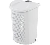 White Wheeled Plastic Laundry Hamper,2025 Upgrade Adult-Sized Rolling Basket With Handles For Home & Dorms