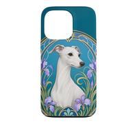 White Whippet or Italian Greyhound Art Nouveau Case for iPhone 13 Pro