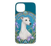 White Whippet or Italian Greyhound Art Nouveau Case for iPhone 15 Plus