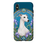 White Whippet or Italian Greyhound Art Nouveau Case for iPhone X/XS