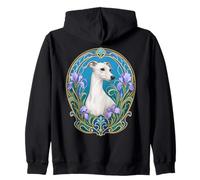 White Whippet or Italian Greyhound Art Nouveau Zip Hoodie