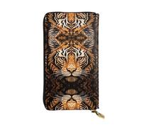 white-whiskered tiger Printed leather wallet, 7.5 x 4.1-inch long credit card holder, portable travel cash wallet