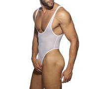 (white,white, XXL) Men's Erotic Bodysuits One-Piece Ergonomic Shape Gay Lace T-Pants Thongs Sexy Translucent High-Slit Underwear