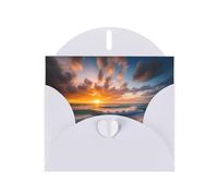 White WHJSHOP Beach Maui Hawaii Sunset Sea Waves Clouds Prints Greeting Card - High-End Pearlescent Paper Double Sided Pearl Effect Love Buckle Pearl Paper Envelope