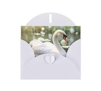 White WHJSHOP beautiful white swan Prints Greeting Card - High-End Pearlescent Paper Double Sided Pearl Effect Love Buckle Pearl Paper Envelope