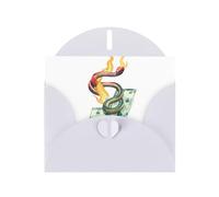 White WHJSHOP Burning snake and money Prints Greeting Card - High-End Pearlescent Paper Double Sided Pearl Effect Love Buckle Pearl Paper Envelope