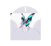 White WHJSHOP Butterfly pierced by a sword Prints Greeting Card - High-End Pearlescent Paper Double Sided Pearl Effect Love Buckle Pearl Paper Envelope
