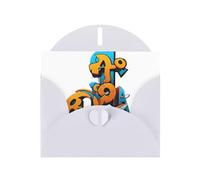 White WHJSHOP Cars and graffiti collide Prints Greeting Card - High-End Pearlescent Paper Double Sided Pearl Effect Love Buckle Pearl Paper Envelope