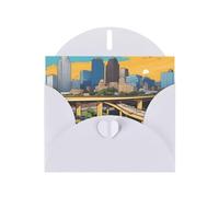 White WHJSHOP Cartoon Austin Texas Prints Greeting Card - High-End Pearlescent Paper Double Sided Pearl Effect Love Buckle Pearl Paper Envelope