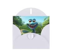 White WHJSHOP Cartoon Cobra Snake Prints Greeting Card - High-End Pearlescent Paper Double Sided Pearl Effect Love Buckle Pearl Paper Envelope