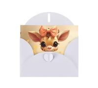 White WHJSHOP Cute bow giraffe Prints Greeting Card - High-End Pearlescent Paper Double Sided Pearl Effect Love Buckle Pearl Paper Envelope