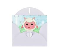 White WHJSHOP cute lamb Prints Greeting Card - High-End Pearlescent Paper Double Sided Pearl Effect Love Buckle Pearl Paper Envelope