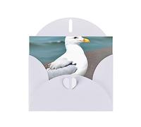 White WHJSHOP Cute seagull Prints Greeting Card - High-End Pearlescent Paper Double Sided Pearl Effect Love Buckle Pearl Paper Envelope