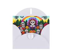 White WHJSHOP Day of The Dead Prints Greeting Card - High-End Pearlescent Paper with Double-Sided Pearl Effect