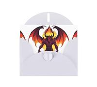 White WHJSHOP Demon in hell flames Prints Greeting Card - High-End Pearlescent Paper Double Sided Pearl Effect Love Buckle Pearl Paper Envelope