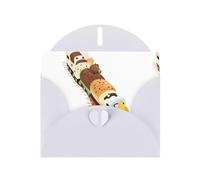 White WHJSHOP Dessert animals on the train Prints Greeting Card - High-End Pearlescent Paper Double Sided Pearl Effect Love Buckle Pearl Paper Envelope
