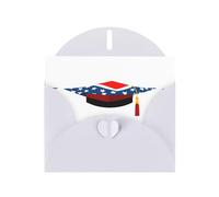 White WHJSHOP Doctoral hat and national flag Prints Greeting Card - High-End Pearlescent Paper Double Sided Pearl Effect Love Buckle Pearl Paper Envelope