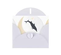White WHJSHOP Dolphin Crossing the Moon Prints Greeting Card - High-End Pearlescent Paper Double Sided Pearl Effect Love Buckle Pearl Paper Envelope