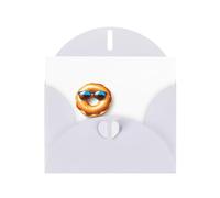White WHJSHOP Donut with sunglasses Prints Greeting Card - High-End Pearlescent Paper Double Sided Pearl Effect Love Buckle Pearl Paper Envelope