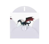 White WHJSHOP Dragon surrounded by smoke Prints Greeting Card - High-End Pearlescent Paper Double Sided Pearl Effect Love Buckle Pearl Paper Envelope