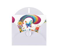 White WHJSHOP Dreamy Butterfly Valley Prints Greeting Card - High-End Pearlescent Paper Double Sided Pearl Effect Love Buckle Pearl Paper Envelope