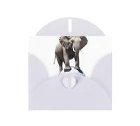 White WHJSHOP Elephant standing on soccer ball Prints Greeting Card - High-End Pearlescent Paper Double Sided Pearl Effect Love Buckle Pearl Paper Envelope