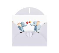 White WHJSHOP Elephants fighting for the apple Prints Greeting Card - High-End Pearlescent Paper Double Sided Pearl Effect Love Buckle Pearl Paper Envelope