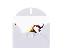 White WHJSHOP Fire dragon under the volcano Prints Greeting Card - High-End Pearlescent Paper Double Sided Pearl Effect Love Buckle Pearl Paper Envelope