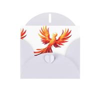 White WHJSHOP Fire phoenix flying in the starry sky Prints Greeting Card - High-End Pearlescent Paper Double Sided Pearl Effect Love Buckle Pearl Paper Envelope