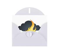White WHJSHOP Flame under the dark clouds Prints Greeting Card - High-End Pearlescent Paper Double Sided Pearl Effect Love Buckle Pearl Paper Envelope