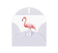 White WHJSHOP Flamingo gently touching the water Prints Greeting Card - High-End Pearlescent Paper Double Sided Pearl Effect Love Buckle Pearl Paper Envelope