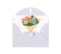 White WHJSHOP Flowers wrapped in beautiful paper Prints Greeting Card - High-End Pearlescent Paper Double Sided Pearl Effect Love Buckle Pearl Paper Envelope