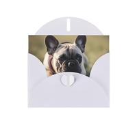 White WHJSHOP French Bulldog Dog Cute Prints Greeting Card - High-End Pearlescent Paper Double Sided Pearl Effect Love Buckle Pearl Paper Envelope