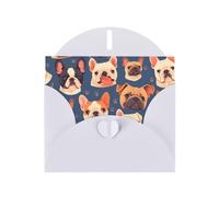 White WHJSHOP french bulldog Prints Greeting Card - High-End Pearlescent Paper Double Sided Pearl Effect Love Buckle Pearl Paper Envelope