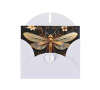White WHJSHOP Gold Exquisite Dragonfly Prints Greeting Card - High-End Pearlescent Paper Double Sided Pearl Effect Love Buckle Pearl Paper Envelope