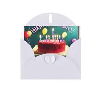 White WHJSHOP Happy Birthday Beautiful Prints Greeting Card - High-End Pearlescent Paper Double Sided Pearl Effect Love Buckle Pearl Paper Envelope