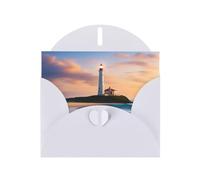 White WHJSHOP Lighthouse Beach Prints Greeting Card - High-End Pearlescent Paper with Double-Sided Pearl Effect