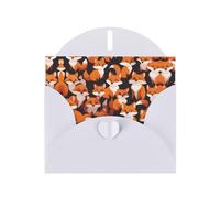 White WHJSHOP lots of cartoon little foxes Prints Greeting Card - High-End Pearlescent Paper Double Sided Pearl Effect Love Buckle Pearl Paper Envelope