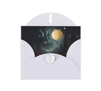 White WHJSHOP Moon Stars and Planets Prints Greeting Card - High-End Pearlescent Paper Double Sided Pearl Effect Love Buckle Pearl Paper Envelope