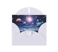 White WHJSHOP Outer Space Planets Prints Greeting Card - High-End Pearlescent Paper Double Sided Pearl Effect Love Buckle Pearl Paper Envelope
