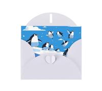 White WHJSHOP penguins on the iceberg Prints Greeting Card - High-End Pearlescent Paper Double Sided Pearl Effect Love Buckle Pearl Paper Envelope