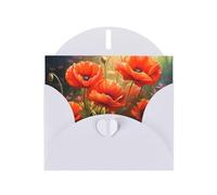 White WHJSHOP poppy flowers1 Prints Greeting Card - High-End Pearlescent Paper Double Sided Pearl Effect Love Buckle Pearl Paper Envelope