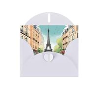 White WHJSHOP Romantic Paris Eiffel Tower Bycicle Prints Greeting Card - High-End Pearlescent Paper Double Sided Pearl Effect Love Buckle Pearl Paper Envelope