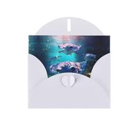 White WHJSHOP Sea Animals Stingrays Prints Greeting Card - High-End Pearlescent Paper with Double-Sided Pearl Effect