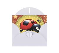 White WHJSHOP Seven Star Ladybird Prints Greeting Card - High-End Pearlescent Paper Double Sided Pearl Effect Love Buckle Pearl Paper Envelope